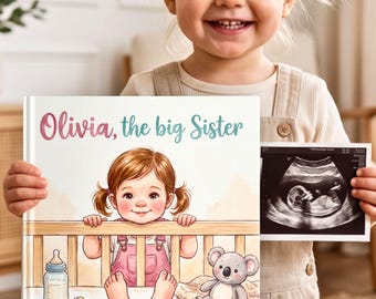 Livre d'annonce de grossesse personnalisé, cadeau pour grand frère et grande sœur, annonce de naissance, prénom personnalisé, souvenir