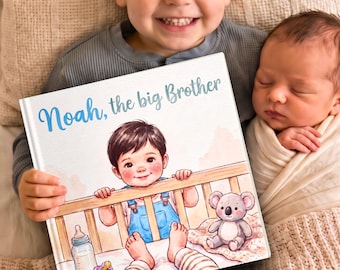 Libro delle storie personalizzato per fratello o sorella maggiore: un ricordo personalizzato con il nome per annunciare la nascita di un bambino.