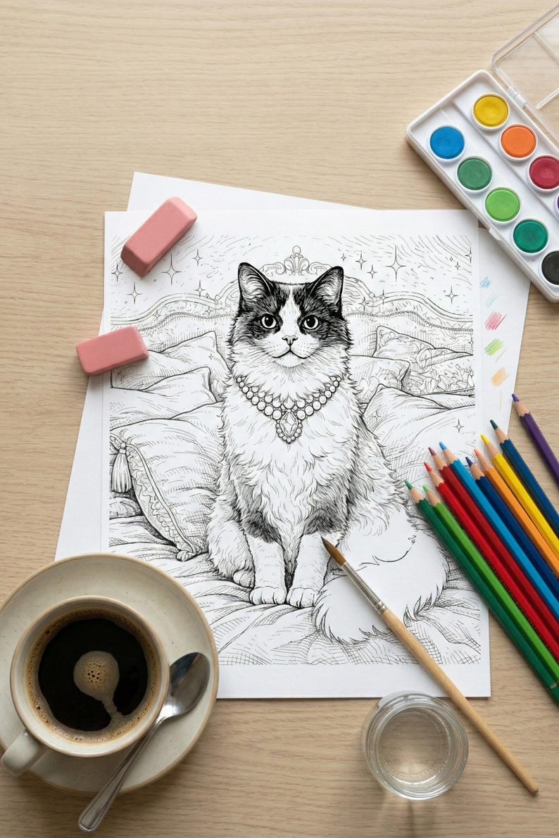 Cozy Ragdoll Cat Coloring Book, Printable Coloring Pages, Digital ...