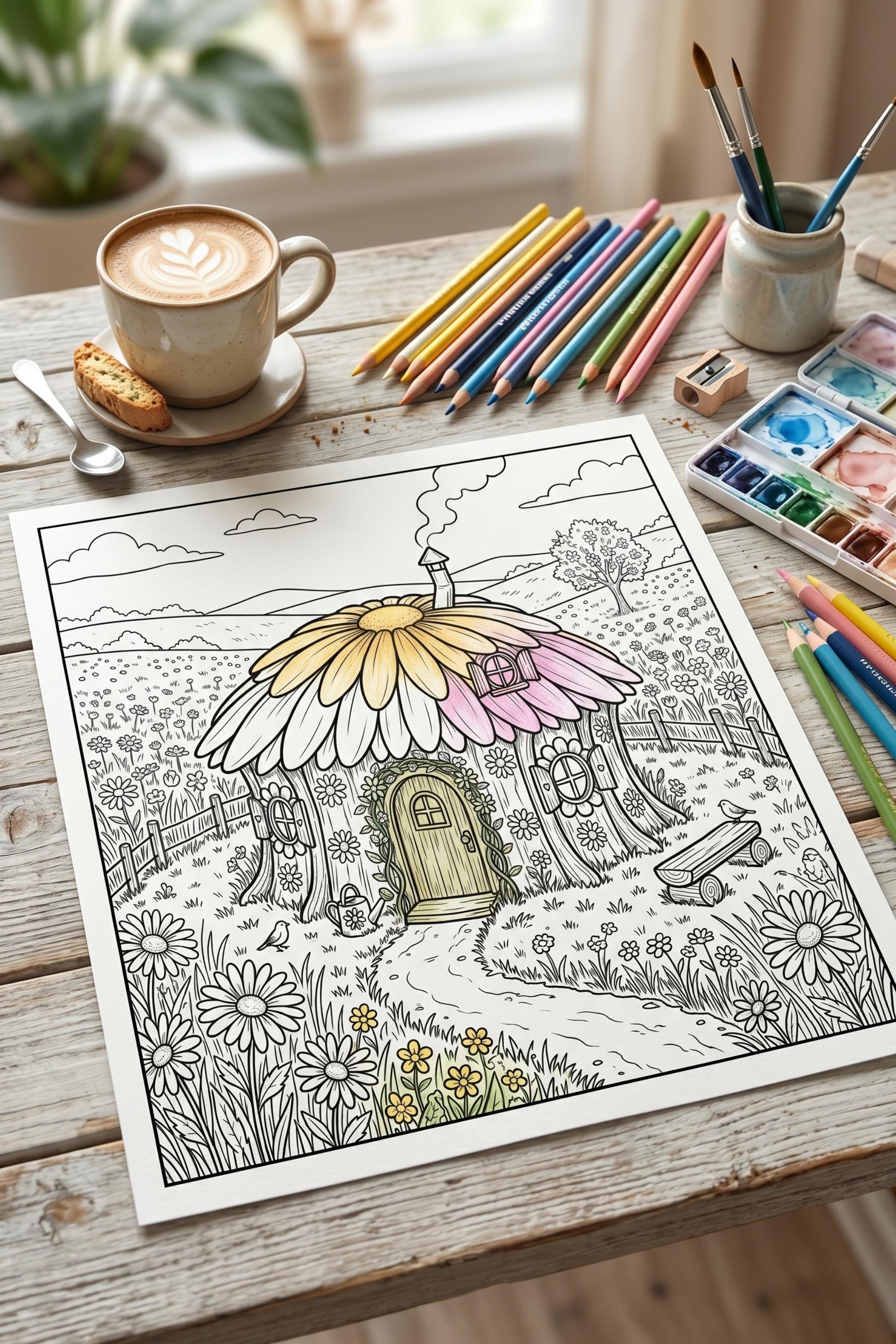 Cozy House Coloring Book, Printable Coloring Pages, Digital Coloring ...
