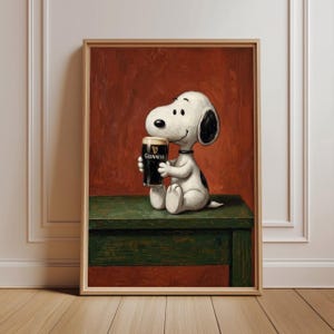 Funny Snoopy Beer Wall Art, Pub Style Guinness Poster, Quirky Bar Decor Gift for Lovers, Home Bar Wall Decor, Cute Cartoon Beer Print
