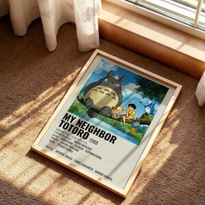 Totoro Poster, My Neighbor Totoro Anime Wall Art, Studio Ghibli Retro Movie Print, Cute Japanese Animation Decor for Living Room Bedroom