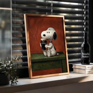 Funny Snoopy Beer Wall Art, Pub Style Guinness Poster, Quirky Bar Decor Gift for Lovers, Home Bar Wall Decor, Cute Cartoon Beer Print