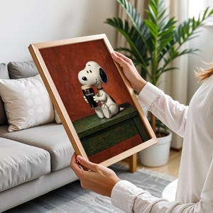 Funny Snoopy Beer Wall Art, Pub Style Guinness Poster, Quirky Bar Decor Gift for Lovers, Home Bar Wall Decor, Cute Cartoon Beer Print