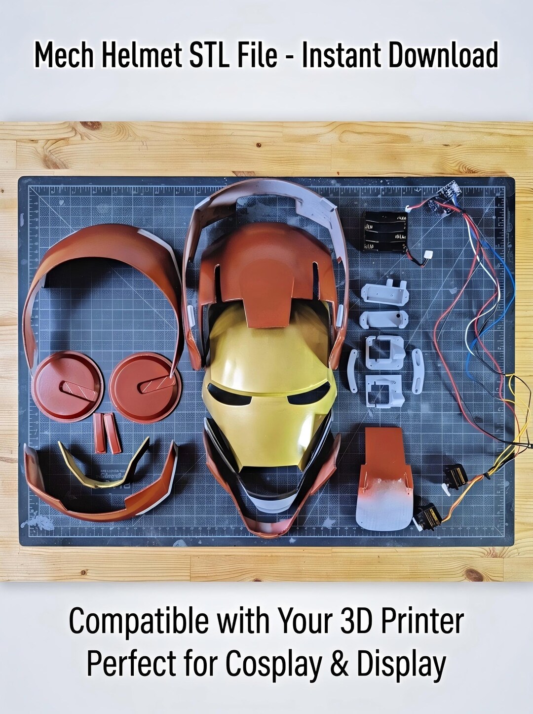 Iron Man Helmet STL, Articulated Wearable Cosplay Helmet, Arduino Servo ...