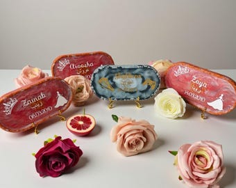 Spersonalizowana taca na drobiazgi z żywicy | Spersonalizowane naczynie na biżuterię | Dekoracja toaletki | Dekoracja ekspozycyjna