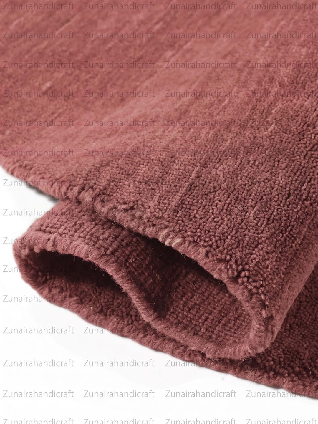 Dusty Rose Handloom Wool Round Rug Blush Pink Solid Circular Handwoven ...