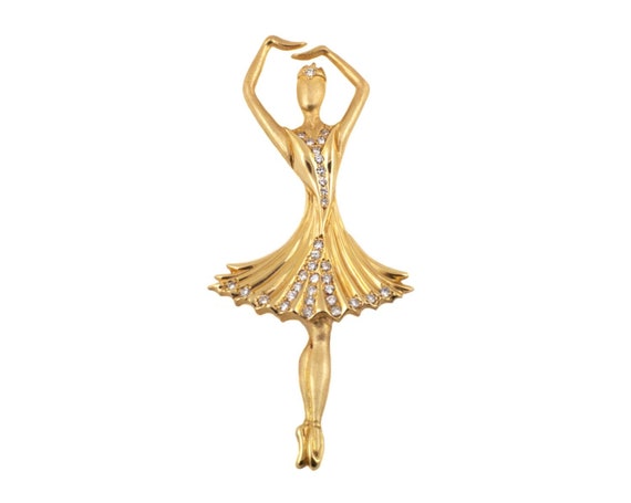 Vintage Solid Gold Ballerina Brooch / Pin (#P-116)