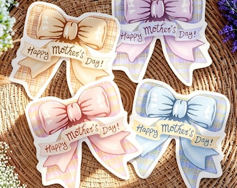 Tarjeta del Día de la Madre con forma de lazo: Etiqueta imprimible de Feliz Día de la Madre (Descarga digital)