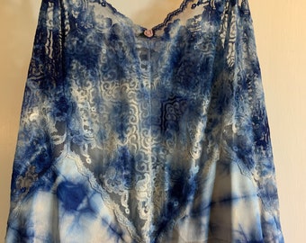 1980s 1990s Sears Isn/'t It Enchanting Union Tag Vibrant Royal Blue Lace Camisole Cami Pink Rose Accent Size 36