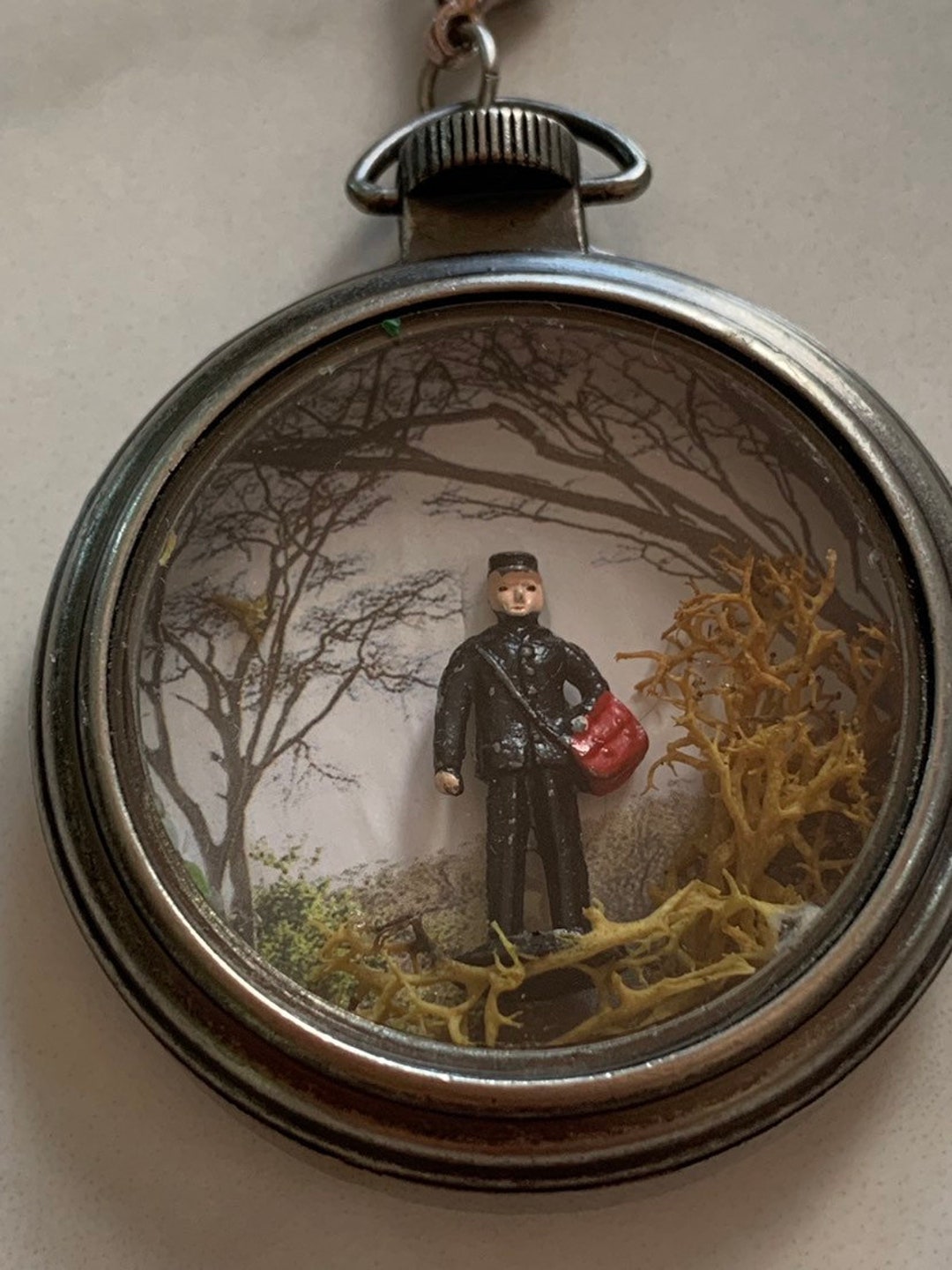 Miniature Antique Pocket Watch Shadowbox Necklace on Beaded Etsy