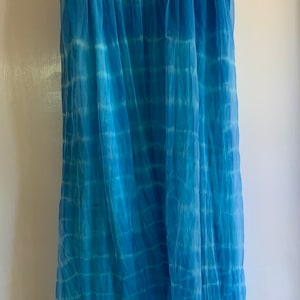 Vintage Nightgown Repurposed and Tie Dyed Shift Style Dress Brilliant Turquoise Aquamarine
