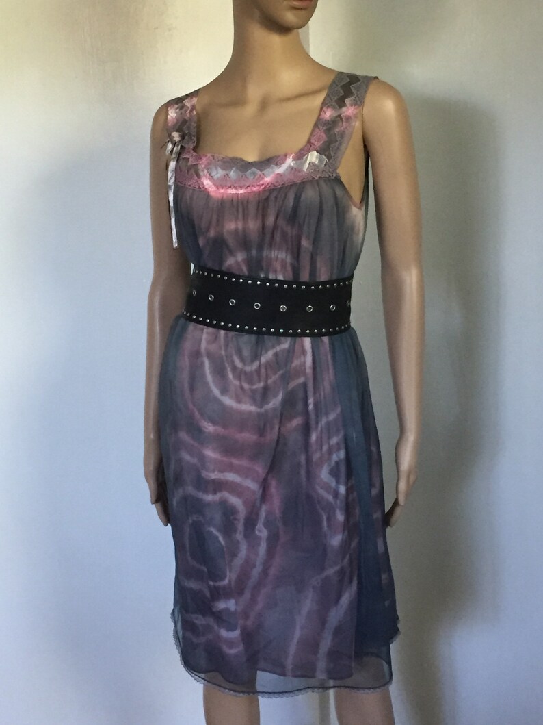 Vintage Nightgown Dress Tie Dye Greys and Pinks