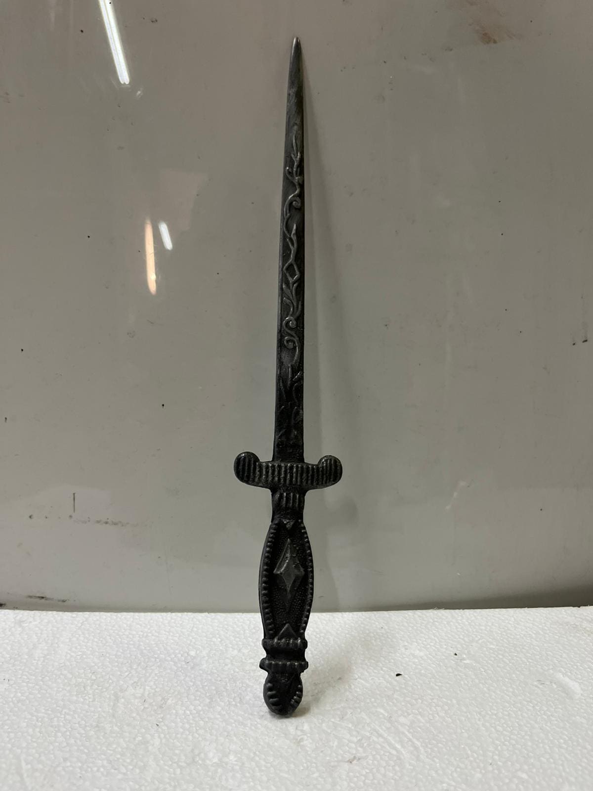 Poignard Pesh-Kabz Vintage Corne De Cerf Barasingha Et Acier Damas - Avec Fourreau