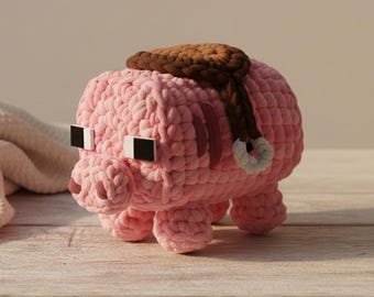 minecraf Pig Crochet Pattern PDF – 18cm minecraft Style Amigurumi Pig, Gamer Inspired Crochet Toy Pattern