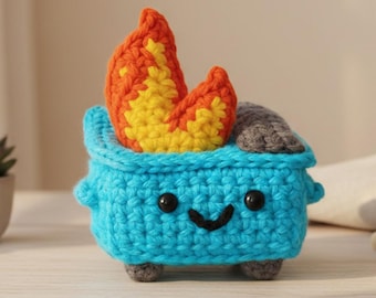 Dumpster Fire Amigurumi Crochet Pattern PDF, Fun Desk Decor, Handmade Toy, Cute Office Decoration, Digital Download