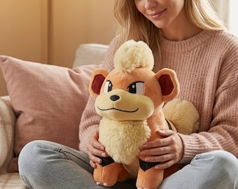 Growlithe Plush Toy | Cute Pokemon Plush | Fire Type Puppy Stuffed Animal | Kawaii Anime Plushie | Pokemon Collector Gift