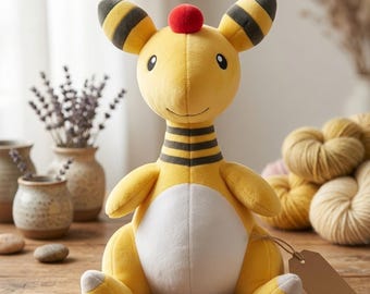 Ampharos Plush Toy | Cute Electric Pokemon Plush | Kawaii Stuffed Animal | Soft Anime Plushie Gift | Cozy Room Decor