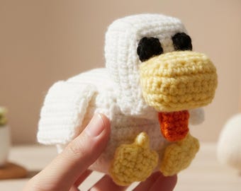 Minecraft Chicken Crochet Pattern PDF – 18–20cm Minecraft Style Amigurumi Chicken, Gamer Inspired Crochet Toy Pattern