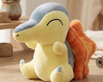 Cyndaquil Plush Toy | Cute Fire Pokemon Plush | Kawaii Stuffed Animal | Soft Anime Plushie Gift | Cozy Decor