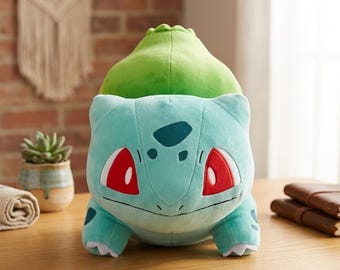 Bulbasaur Inspired Plush Toy Plant Monster Plushie – Cute Anime Plush – Kawaii Stuffed Animal – Pokemon Fan Gift – Collector Plush