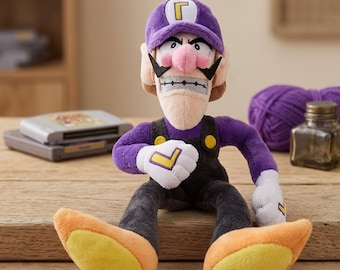 Waluigi Plush Toy Nintendo Inspired, Waluigi Stuffed Character, Mario Universe Plushie, Gamer Gift