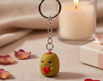 Olive You Keychain – Cute Olive Pendant Key Ring, Valentine’s Day Gift for Her, Love Keychain Accessory