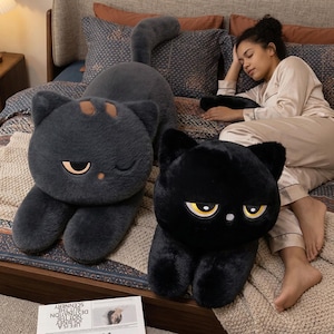 Grumpy Cat Plush Toy | Long Cat Body Pillow for Cuddling | Cute Kawaii Stuffed Animal Gift