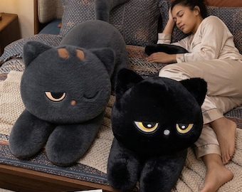 Grumpy Cat Plush Toy | Long Cat Body Pillow for Cuddling | Cute Kawaii Stuffed Animal Gift