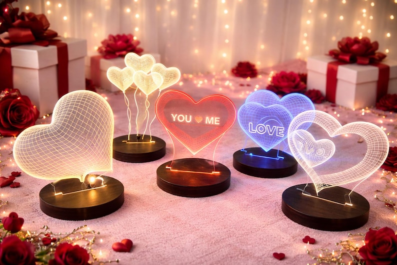 Lámpara romántica de San Valentín, regalo para pareja, luz nocturna para dormitorio.
