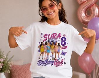 Personalized KATSEYE Birthday Shirt for Girls, Custom Name and Age KPop Birthday Tee