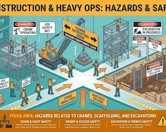 HSE-borden voor bouw en zwaar werk | Gevaarborden voor kranen, graafwerken en steigers