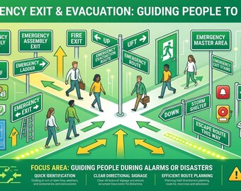 Veiligheidsborden voor nooduitgangen en evacuatie | Borden voor nooduitgangen, vluchtroutes en verzamelpunt