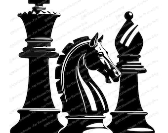 3 pièces d'échecs | Designs d'icônes de logo de jeu
