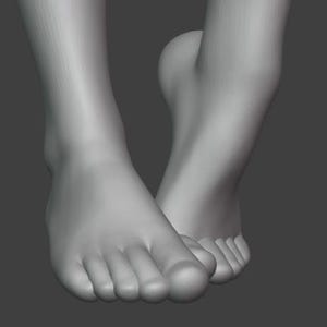 Peut inclure: Rendu 3D en niveaux de gris de deux pieds humains. Les pieds sont positionn&eacute;s avec un pied devant l'autre, les orteils du pied avant &eacute;tant visibles. L'image est sur un fond gris uni.