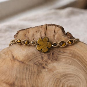 Einzigartiges Macramé Armband mit Tiger Auge in Form einer Blume !!!EINZELSTÜCK!!!