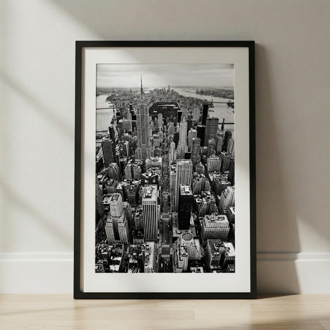 New York City Skyline Print, Black & White Manhattan Wall Art, NYC ...