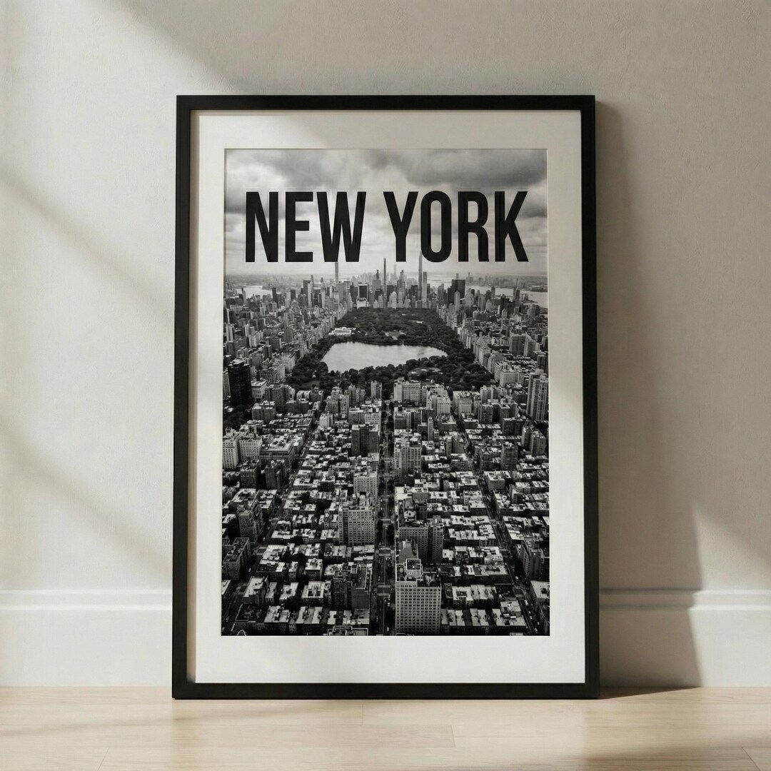 Black and White New York City Skyline Print: Manhattan Wall Art Poster ...