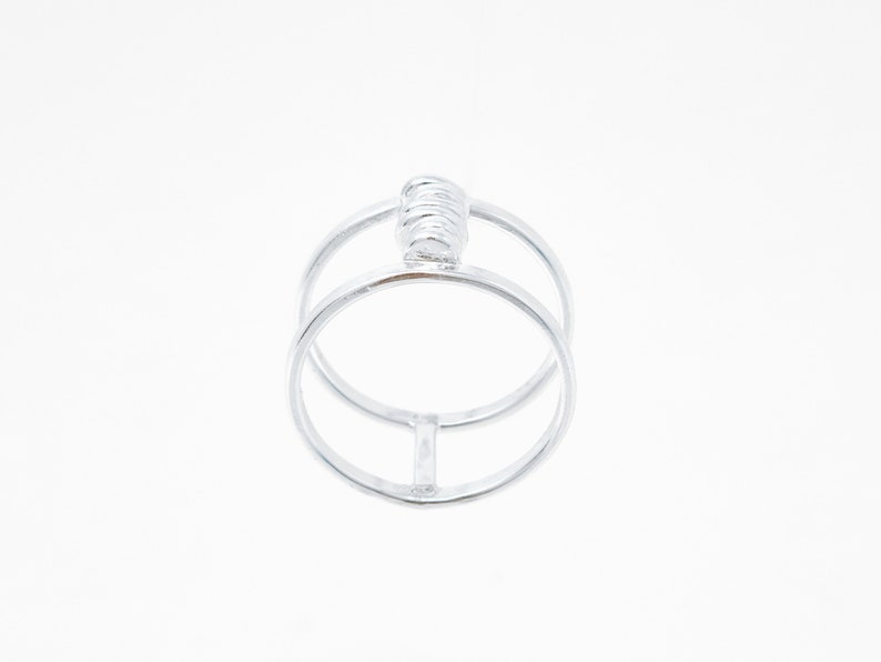 river stone ring double ring skinny ring nature ring Silver pebble ring organic ring