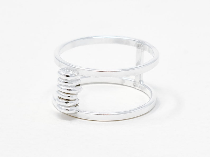 river stone ring double ring skinny ring nature ring Silver pebble ring organic ring