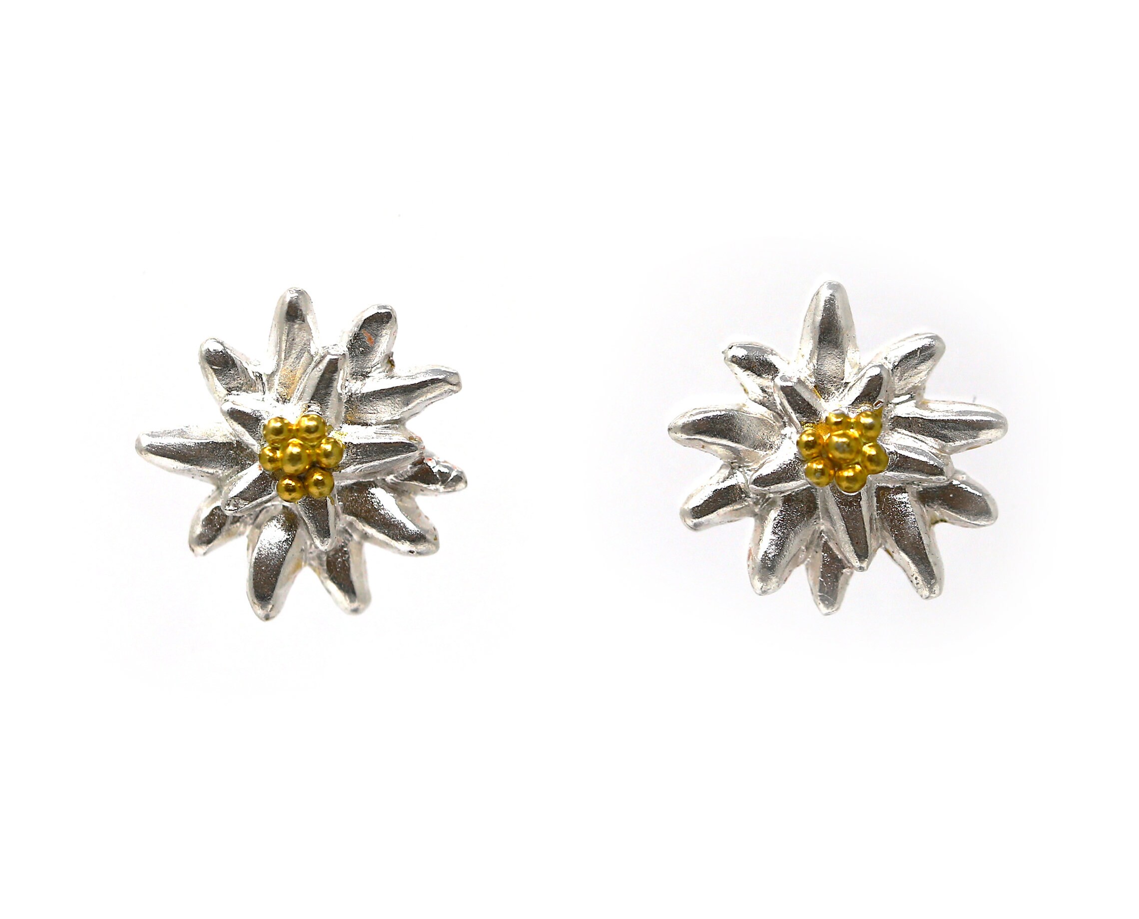 Edelweiss earrings earrings flower earrings silver earrings Etsy