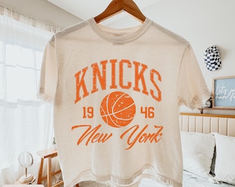 New York Knicks Boxy Tee | Retro Knicks Basketball Shirt | Sporty Aesthetic T-shirt | Trendy Game Day Clothing, New York Boxy Tee