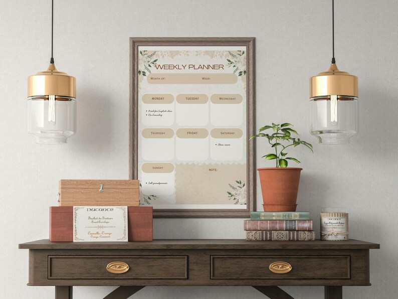 Floral Weekly Planner A3 | Beige Printable Organizer (PDF Download) - Etsy