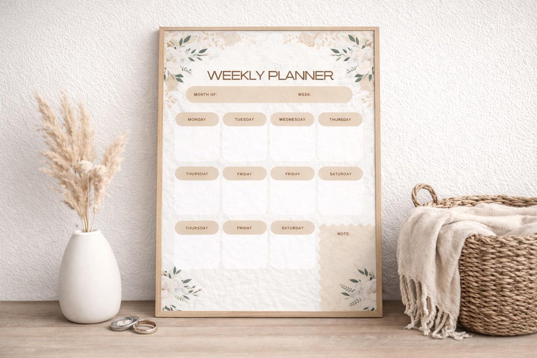 Floral Weekly Planner A3 | Beige Printable Organizer (PDF Download) - Etsy