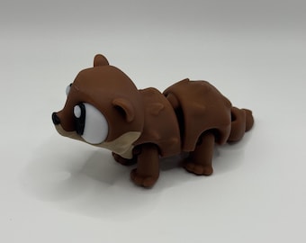 Miniatura de Lontra Articulada - Miniatura Flexível de Lontra e Onsen - Presente Anti-Stress Impresso em 3D e Articulado