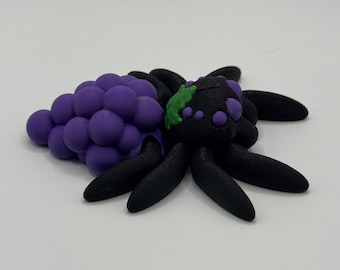 Aranha de Uva Articulada - Aranha de Uva Flexível de Frutas - Presente Anti-Stress Impresso em 3D e Articulado