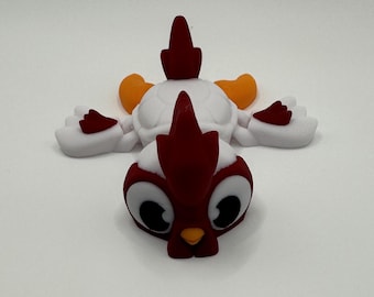 Tartaruga Galo Articulada - Tartaruga Galo Flexível - Presente Animal Impresso em 3D e Articulado