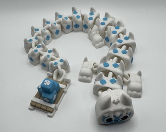 Dragão Yeti Articulado - Dragão Yeti Grande e Flexível - Animal Impresso em 3D e Articulado - Presente Perfeito
