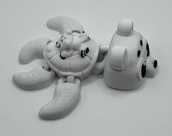Tartaruga Urso Polar Articulada - Tartaruga Urso Polar Flexível - Presente de Animal Impresso em 3D com Posições