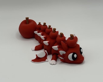 Dragão Maçã Articulado - Dragão Maçã Flexível e Ovo - Presente Anti-Stress Impresso em 3D e Articulado